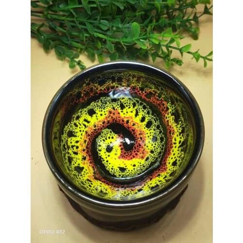 Jianzhan Colorful Tenmoku Tea Bowl Cup Tea Porcelain Handmade Under-glazed Technique for Tea Ceremony Tea Service cup and cup