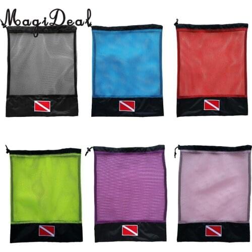 Scuba Diving Snorkeling Swimming Gear Mouthpiece Regulator Mask Tube SMB Beach Travel Mesh Bag - 15.5 x 12.5 inch - 6 Colors