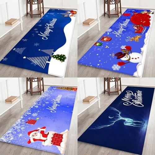 Christmas mat Santa Claus Christmas holiday atmosphere Christmas elements printed flannel household anti-skid absorbent mat