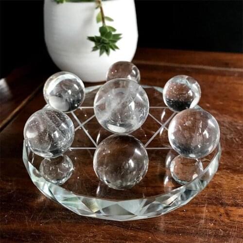 Seven Star Array Natural Crystal Ball Group Spheres With Plate Home Decoration