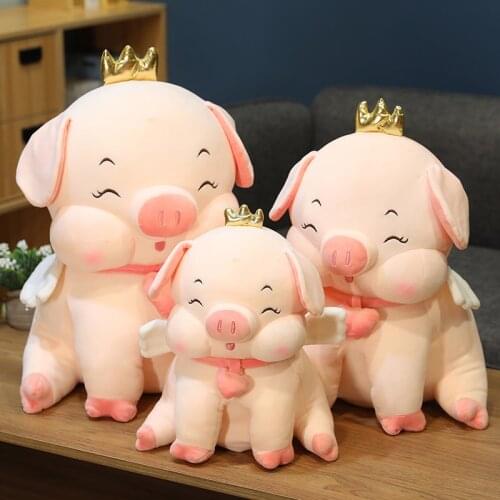 35CM Lovely Fat Angel Pig Plush Toys Stuffed Cute Animal Dolls Baby Piggy Kids Appease Pillow for Girls Birthday Chrismas Gifts