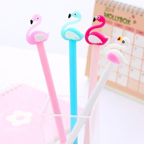 Pretty Funny Kawaii Flamingo Gel Pen Anime Cute Stationery School Supply Kawai Stationary Office Accessory Lovely Thing Material