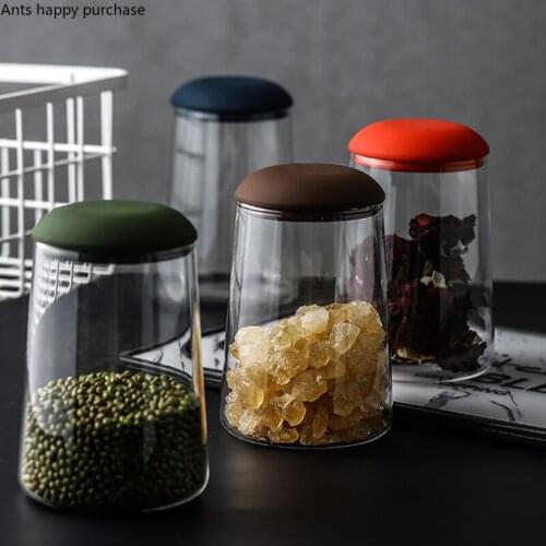 Nordic Glass Sealed Jar Kitchen Storage Tank Home Food Snacks Storage Jar Multigrain Coffee Beans Transparent Organizing Cans
