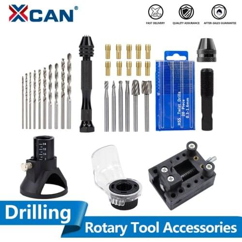 XCAN Wood Drilling Tools HSS Rotary Bit with Mini Drill Chuck Quick Change Keyless Chuck Twist Drill Bit Hand Drill