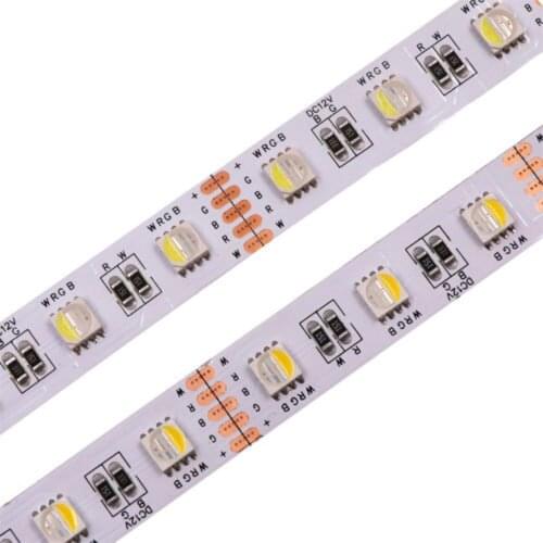 4 Colors in 1 RGBW LED Strip Light DC12V/24V SMD 5050 RGB + White / Warm White 5M 60leds/m 12MM PCB Waterproof Led Tape RGBWW