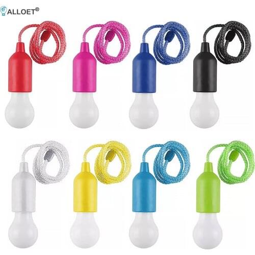 LED Pull Cord Light Portable Hanging Pull String Bulb Night Lamp Battery Powered for Bedroom Backyard Outdoor Camping Tent Bulb