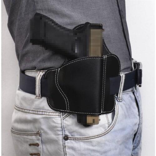 Tactical Leather Gun Holster Concealed Carry Holsters Belt Holster Airsoft Gun Bag Hunting Right Hand Glock 17 Beretta Colt 1911