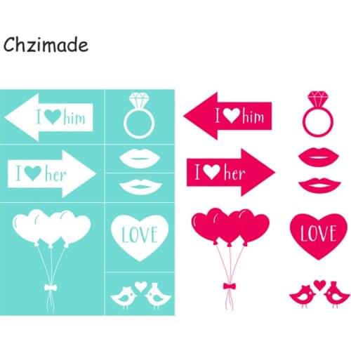 Chzimade I Love Him Self-Adhesive Silk Screen Printing Stencil Mesh Transfers 8.5x11" For T-Shirts Diy Home Decoration