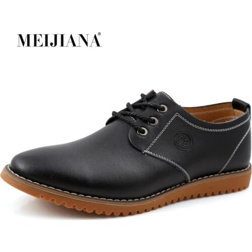 MEIJIANA Simple Men Busniess Casual Leather Shoes Round Toe Lace Up Luxury Shoes Daily Classics Shoes Male Footwear Size 38-47