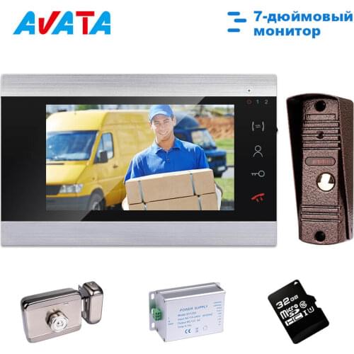 Video Doorbell Intercoms for the Apartment 1000TVL Door Peephole Camera 7 Inch Monitor with Electric Lock Support Record Unlock