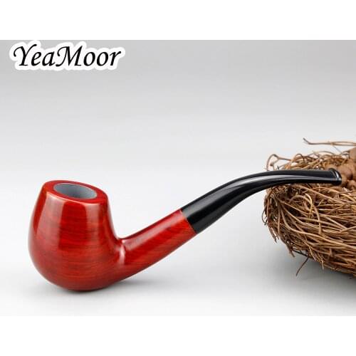 Vintage Bent Smoking Pipe Handmade Red Sandal Wood Pipe 10 tools free 9mm Filter Wooden Pipe Tobacco Pipe Smoking Accessory