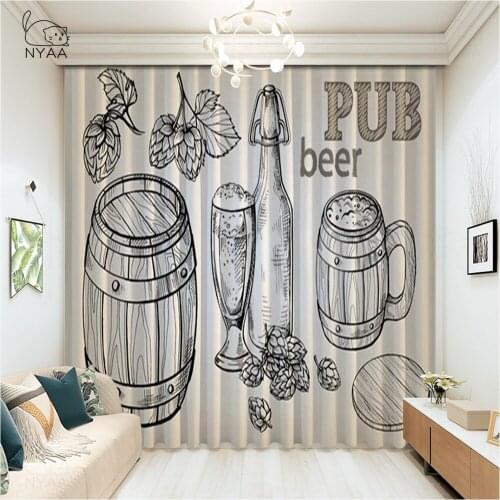 Have A Beer Vintage Car Curtain Window European Style Decoration Curtain Drapes Valance Kids Room Curtains On Size Micro Shading