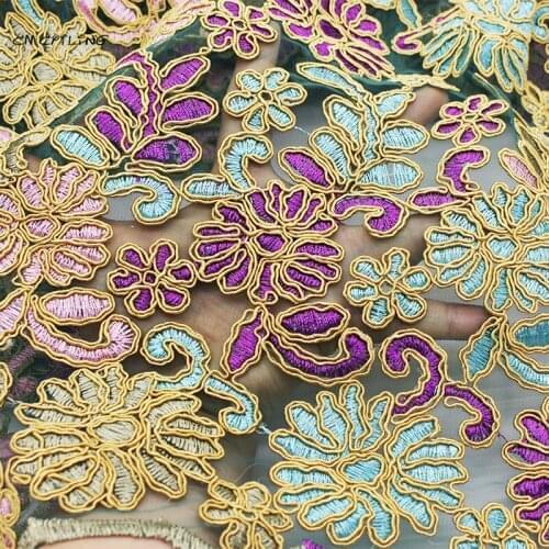 Embroidered Gauze Fabric Embroidered Flower Fabrics Tissu Sewing Dress African Lace Textile Pierced Lace Fabrics 50*120cm