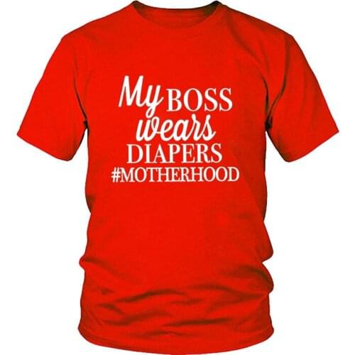 Toddler Mom Tshirt Newborn Mom Life T-shirt My Boss Wears DIAPERS Funny Shirt for Moms Black Soft Cotton Female Tshirts Tops Tee
