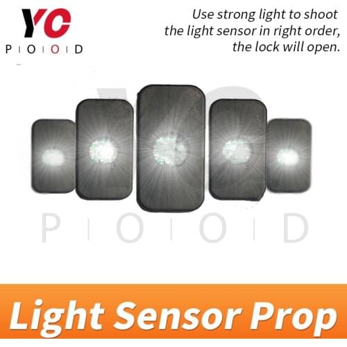 YOPOOD live-action escape room mechanism four light sensor prop use strong light to shoot the light sensor to open door