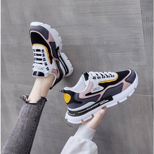 Women Shoes 2020 Candy Color Ladies Sneakers Lace Up Platform Casual Shoes Mesh Breathable Sports Shoes Ladies Autumn Shoes