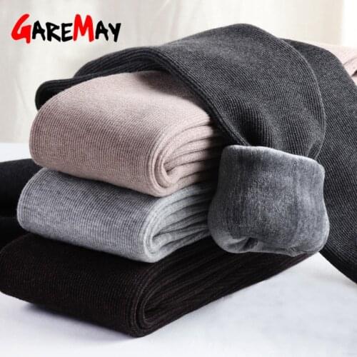 Winter velvet leggings for women High waist Knitted Thick pants womens Skinny Stretch cotton push up leggings Female christmas