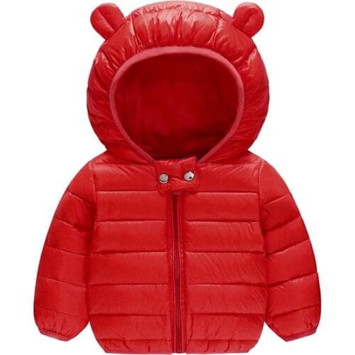 ZWF513 Cute baby girls jacket kids boys Light down coats with ear hoodie spring girl clothes infant childrens clothing for boys