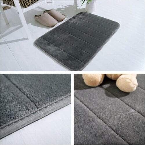 1PC 30*50cm Home Bath Mat Non-slip Bathroom Carpet Soft Coral Fleece Memory Foam Rug Mat Kitchen Toilet Floor Decor