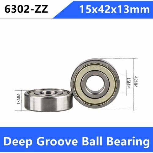 100pcs/lot 6302ZZ 6302 shielded deep groove ball bearing 15x42x13 mm