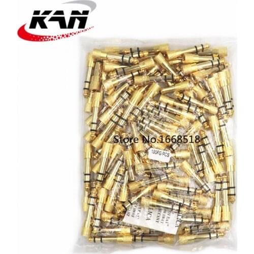 100PCS Gold 6.3mm 1/4" Male Plug to 3.5mm 1/8" Female Jack Stereo Headphone Audio Adapter Home Connectors Adapter Microphone