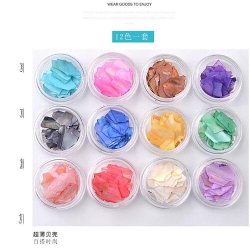 12 pcs/set Shell Slice UV Gel Polish Nail Art Decorations Sequins Irregular Abalone Marble 3d Charm Flake Nail Accessories T1771