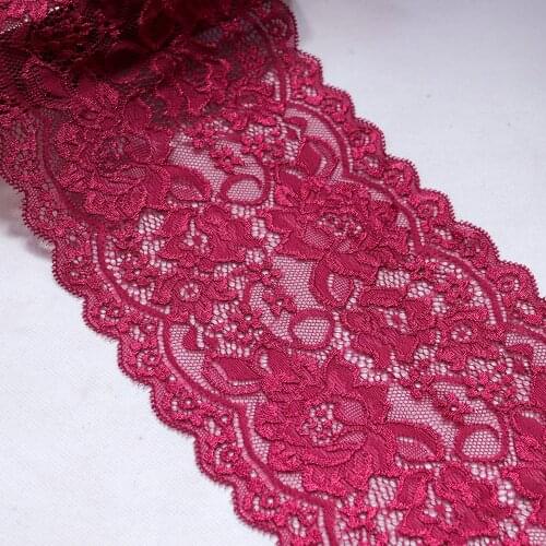 16cm Wide Apparel Wine Red Elastic Stretch Lace Trim Bra Ribbon Sewing Lace Fabric Underwear Garment Clothes Bra Accessories DIY