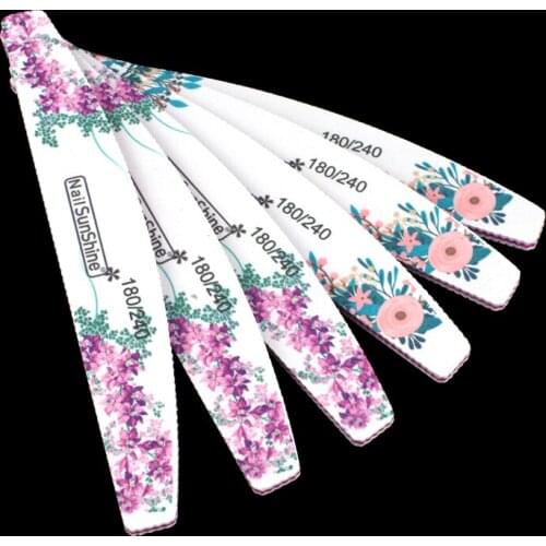 5Pcs/Lot Double Sided Nail File 180/240 White Sandpaper Emery Board Buffer Polishing Sanding Manicure Nail Accessoires Files
