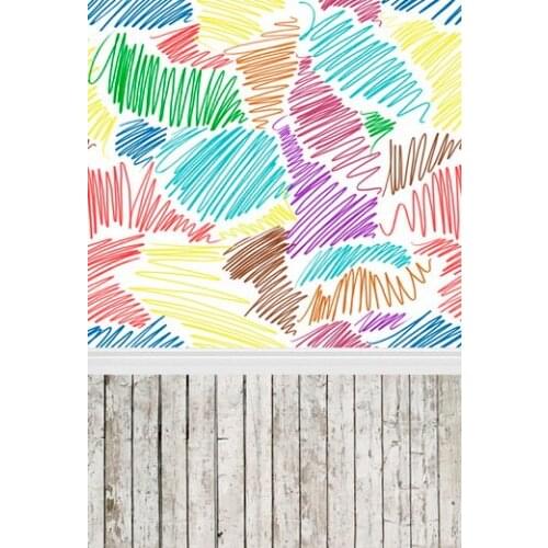 White Wooden Floor Photography Backdrops Colored Graffiti Vinyl Cloth Backgrounds for Photo Studio Children Portrait Photo Shoot