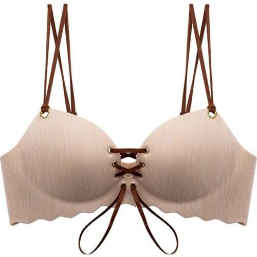 Summer super Push Up bra 3/4 Cup small chest gathered elastic straps bra soft double cup pull B seamless dress sexy t shirt bra