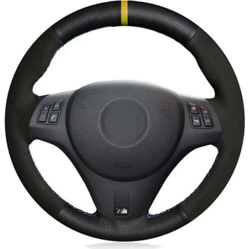 Car Steering Wheel Covers Soft Black Suede Genuine Leather For BMW M Sport M3 E90 E91 E92 E93 E87 E81 E82 E88 Parts