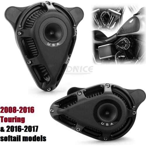 BLACK Turnable Air intakes filters for harley FLHR Road King CVO Street Glide 08-16 air filter softail Deluxe 2016-2017