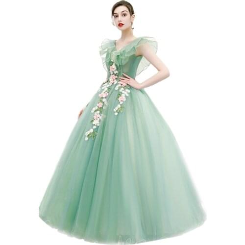 Colorful V Neck Light Green Quinceanera Dresses Vestidos De 15 Anos Quinceanera Prom Party Dress Ball Gown Plus Size
