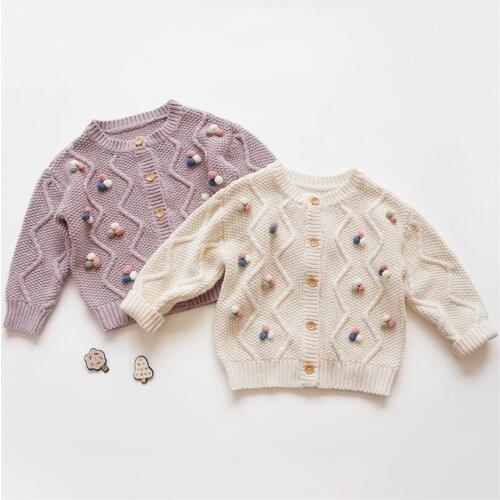Baby Sweater Cardigan Pompom Baby Girls Sweater Cardigan Coat Cotton Baby Boys Girl Cardigan Jacket Kids Toddler Cardigans