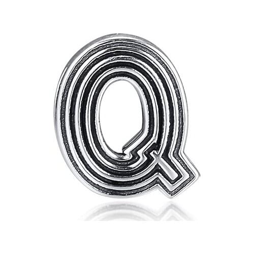 DIY Fits for Pandora Charms Bracelets Letter Q Clip Beads 100% 925 Sterling-Silver-Jewelry Free Shipping