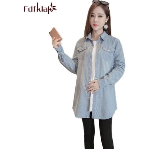 Fdfklak Jeans clothes for pregnant women long sleeve pregnancy shirt casual womens clothing tops maternity blouse ropa mujer