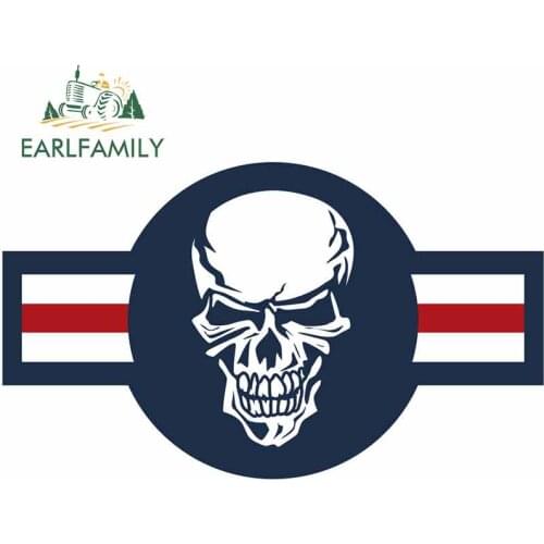 EARLFAMILY 13cm x 7.8cm For Military Aircraft Skull Trunk Creative Car Stickers Fashion Decal Scratch-Proof Car Door Protector