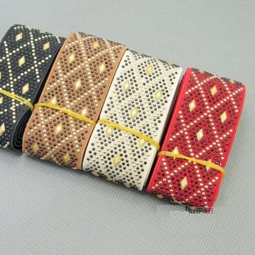 1" 1.6 inch elastic webbing with squins pattern bright stretchy band for diy clothes dress waistband decoration 2meters/lot