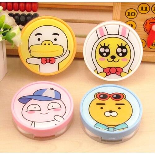 New Cute cartoon animal Partner box Contact lens case fashion beautiful High quality Lenses box Random mix 10pcs/lot 7.5*2.1cm