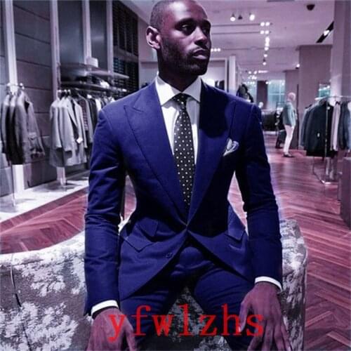 Handsome Two Buttons Groomsmen Peak Lapel Groom Tuxedos Wedding Dress Men Suits Blazer Prom Dinner (Jacket+Pants+Tie) K539