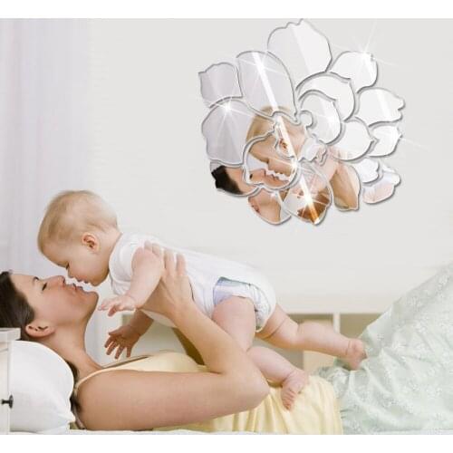 Funlife Creative DIY mirror wall stickers living room bedroom sofa TV background wall peony 3D stereo mirror wall stickers MS361
