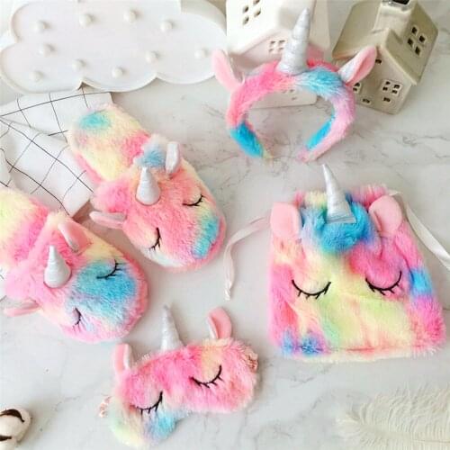 Creative Party Dressing Gift Girl Heart Unicorn Sets Eye Mask Valentines Day Gifts Hoop Slippers