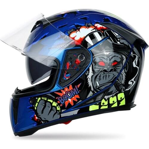 Multiple Styles Motorcycle Racing Dual Len Helmet Biker Helmet Full Face Cover Motorcycle Electric Car Accessories Racing Helmet