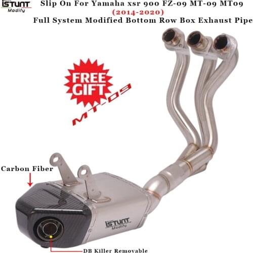 MT09 Escape Full System Bottom Row Box Exhaust Muffler Front Link Pipe Motorcycle Slip On For Yamaha xsr 900 FZ-09 MT-09
