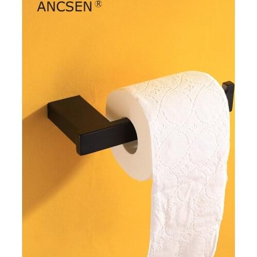 New Matte Black Toilet Paper Holder Wall Mount Tissue Roll Hanger 304 Stainless Steel Tissue Dispenser Bathroom Accessories