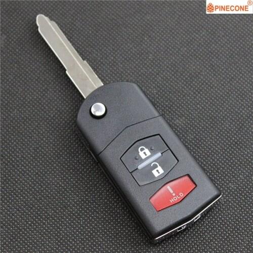 PINECONE Key Case for Mazda 3 5 6 RX8 CX5 CX7 CX9 Car Key 2+1 Panic Buttons Replace Remote Blank Key Shell Cover