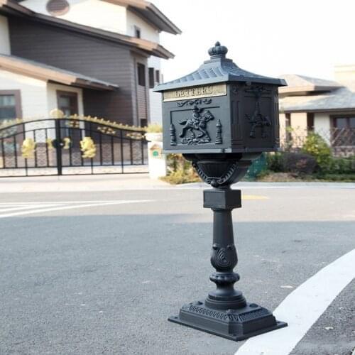 Mailbox Cast Aluminum Black Mail Box Postal Box Security Heavy Duty New