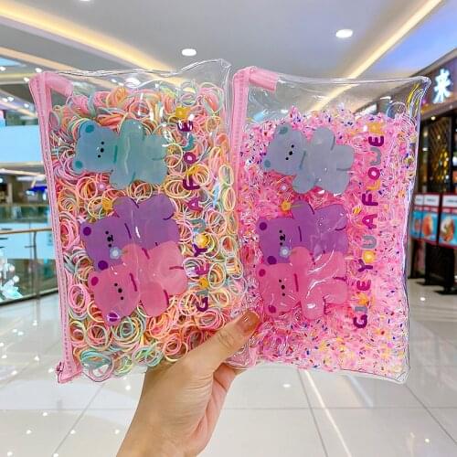 1000/2000 Pcs/Box Children Cute Colors Disposable Rubber Band Bbay Girls Lovely Soft Scrunchies Hair Bands Kids Hair Accessories