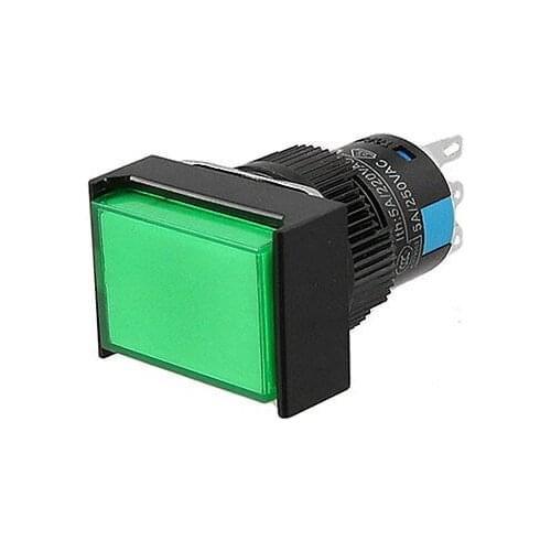1NO 1NC Green Cap Self-locking Contact Push Button Switch AC 250V