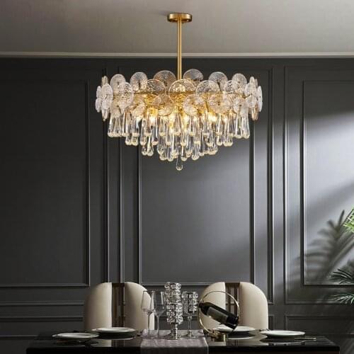 LED Luxury Crystal Chandelier Living Room Bedroom Restaurant Hanging Lamp Hotel Lobby Villa Creative Copper Home Decor Fixtures